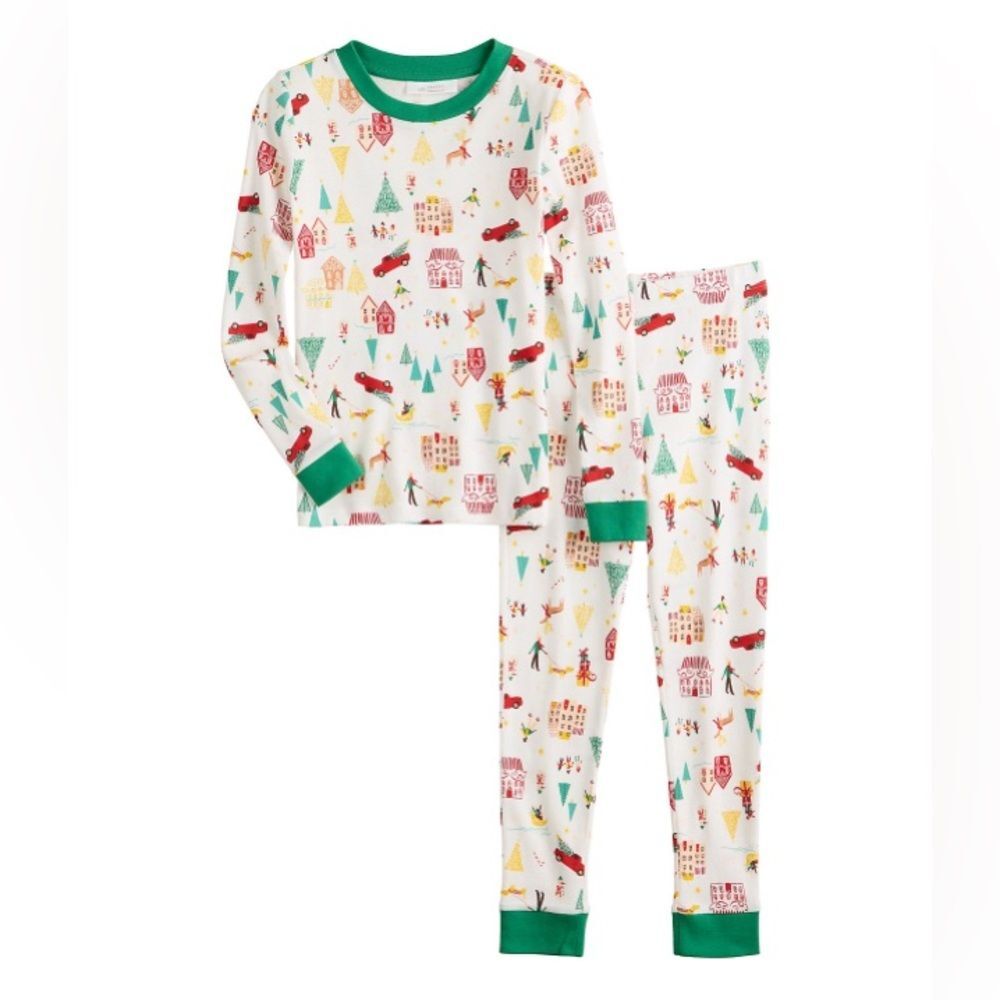 LC Lauren Conrad New Holiday Village pajama collection Multi color Kids Size 10